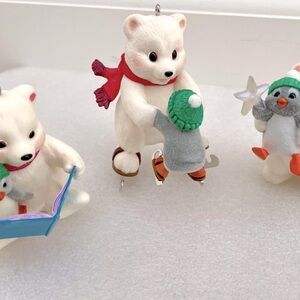 VTG Lot of 3 Hallmark Keepsake Christmas Ornaments Snowball Bear Tuxedo Penguin